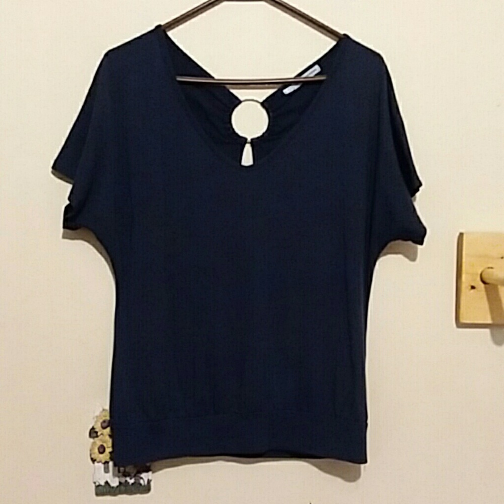 Maurice navy blue open back top